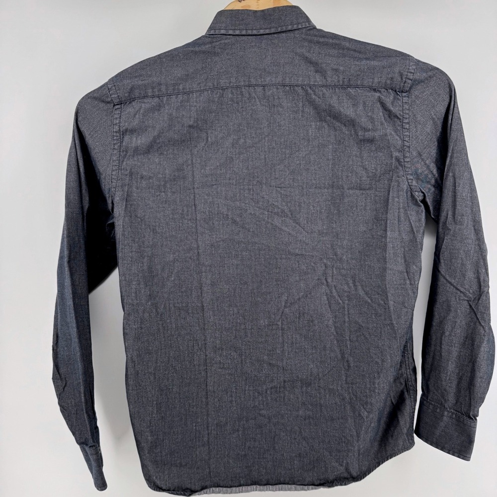 UNTUCKit Button Down Shirt Large Tall Regular Gray Cotton Chambray Long Sleeve - Picture 3 of 7